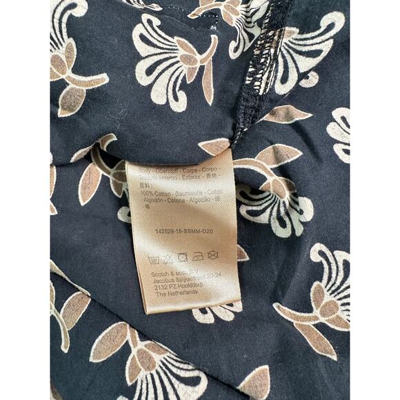 Scoth & Soda Mens Flower Black and Tan Print Button Up Long Sleeve Size Medium - Picture 4 of 7